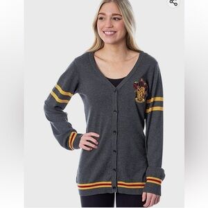 Harry Potter Gryffindor Cardigan Gray Varsity Knit Sweater Medium NWT Universal